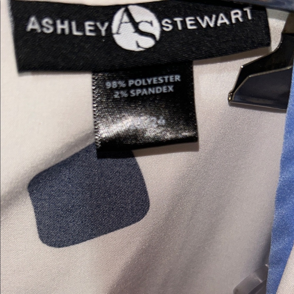 Ashley Stewart Blue & White Geometric Wrap Maxi Dress size 22/24 - Picture 3 of 10